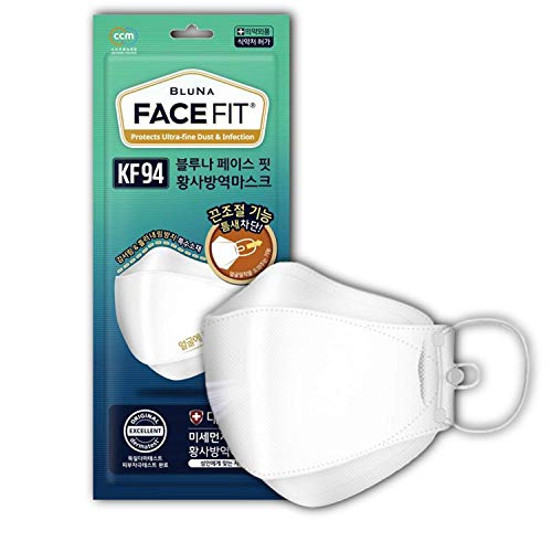 [10pack] Authentic BLUNA [White] KF94 Facefit Ergonomic 3D