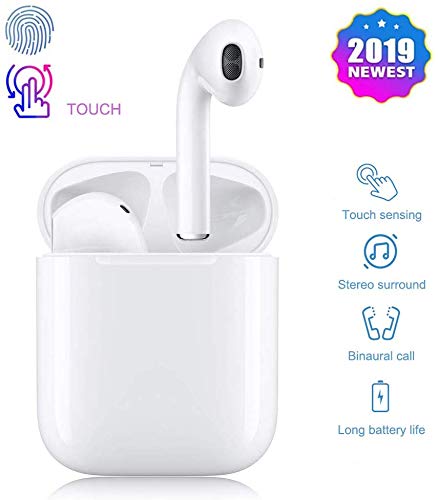 Wireless Earbuds Bluetooth Headphones IPX8 Waterproof Stereo Earbuds with Microphone, LED Battery Display 21H Playtime, Noise-Cancelling Headset with Charging Case