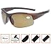 Sports Polarized Bifocal Sunglasses Half Rimless Tinted Glasses Wraparound Designer Style Polarised Sun Readers Brown Frame Brown Lens+2.5