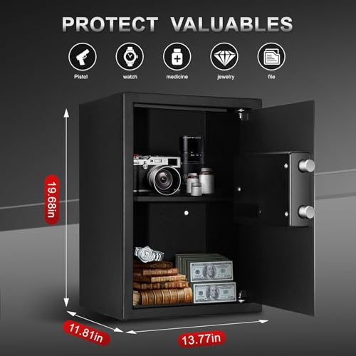 Biometric Fingerprint Safe Box, 50L Digital Keypad Security Safes with Removable Shelf, Quick-Access Smart Biometric Safe for Home and Office