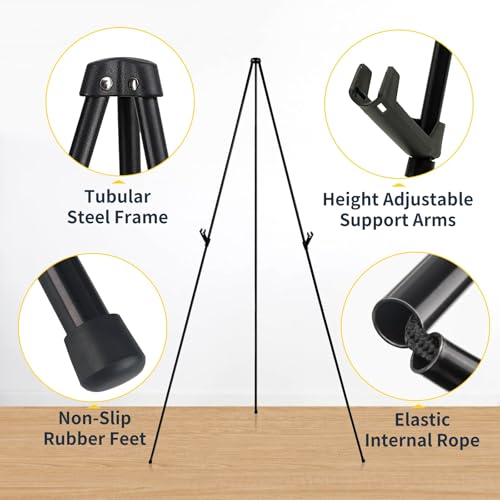 LBOYLOVE® 2 Pcs Easel Stand for Display, 65 Inch Adjustable Metal Easels for Display Wedding Sign & Poster, Portable Folding Easel for Wedding, Display Show, Arts, Poster with Portable Bags (Black)