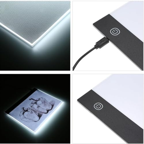 Mesa de Luz LED A4 Profissional para Desenho e Decalque – Prancheta Luminosa Ultra Fina com Controle de Brilho USB para Artistas, Tatuadores, Arquitetos e Artesanato Prancheta de Desenho