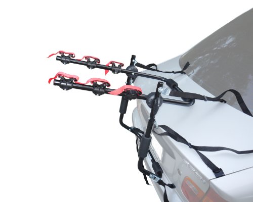 Sparehand 3-Bike Trunk Mounted Car Rack for All Frame Types, 80 lb. Max Weight Capacity