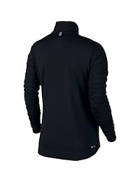 parte superior de running Nike Elemento de la mujer ajuste seco con media cierre, XS, Negro   Plateado