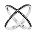 Gem Stone King Black and White 925 Silver Cubic Zirconia CZ Criss-Cross Single