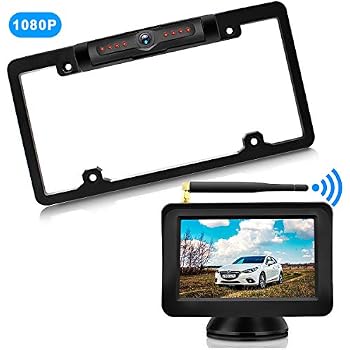 Urvolax Wireless Backup Camera License Plate Monitor Kit 5 Inch 1080p Hd Universal Reverse Rear View Camera Ip69k Waterproof 170wide View