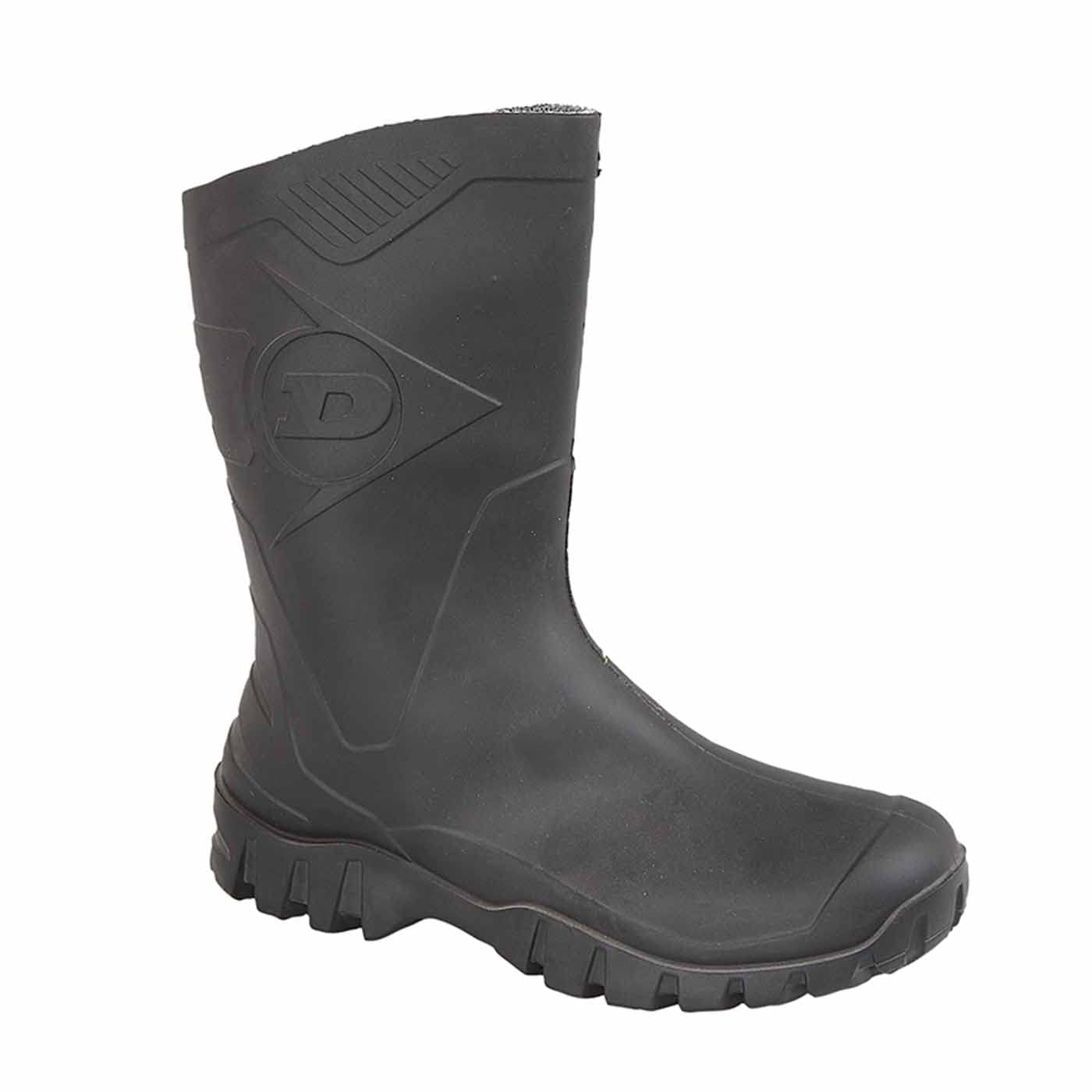 DUNLOP Short Leg Half-Height Wellies Easier On & Off Good For Wider Calf Fitting,Black,5 UK