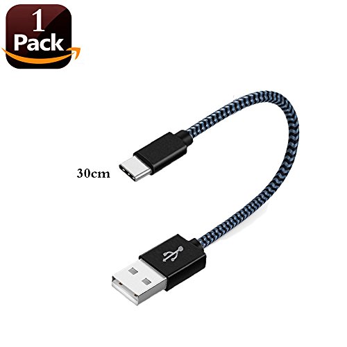 USB Type C Cable, SunCable Short USB C Cable 1Pack 1ft/30cm Nylon Braided Fast Type C Charger Cord for Samsung Galaxy S9 S8 Plus Note 8,LG G5 G6 V30,HTC 10,Nexus 5X/6P,Google Pixel XL (1Pack)