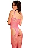 USA Wholesaler- 26206289-Rene Rofe Industrial Net Suspender Bodystocking Pink O/S