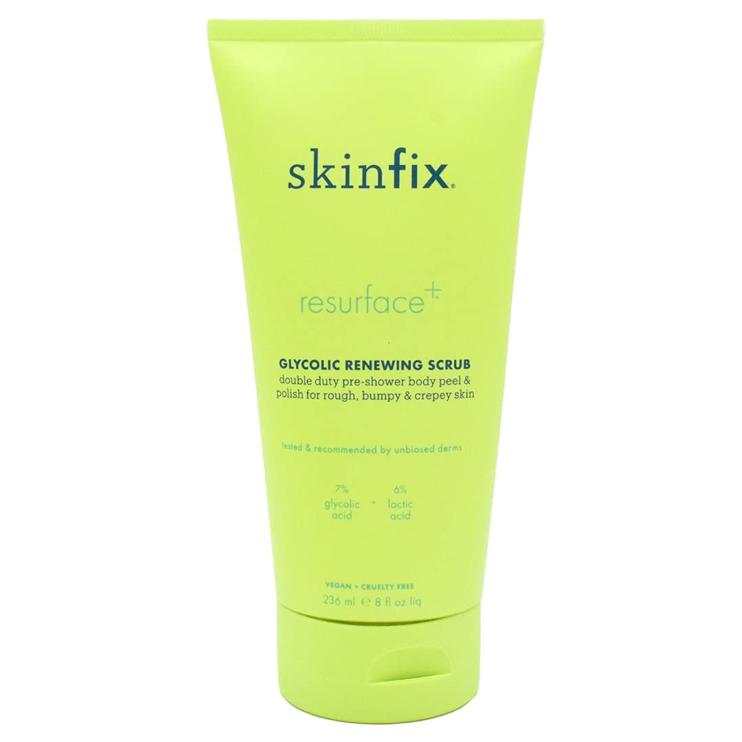Skinfix Glycolic Renewing Scrub - 8 oz - Dual-Action Exfoliating Body Treatment - Smooths Rough Patches, Removes Flakes & Improves Skin Texture - Vegan, Cruelty Free