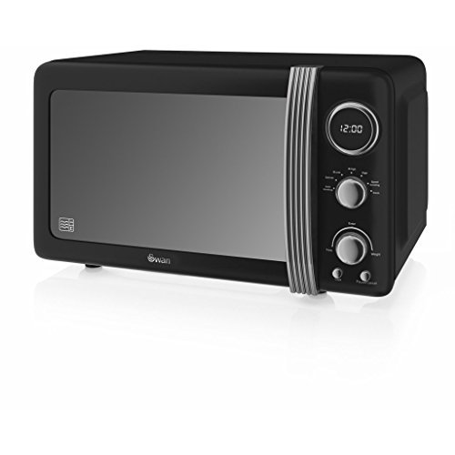 Swan Retro Digital Microwave, 20 Litre, 800 W, Black by Swan