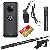 Insta360 ONE X 360 Camera with 5.7K 4K 3K Video and 18MP Photos - Bundle Includes Bullet Time Handle, Invisible Selfie Stick, 128GB SanDisk Extreme microSDXC (4 Items)