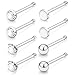 Cisyozi 4 Pairs 22g Stainless Steel Nose Rings Stud Set for Women Men Bone Pin Nostril Piercing Jewelry 1.5mm Clear CZ Ball Flat