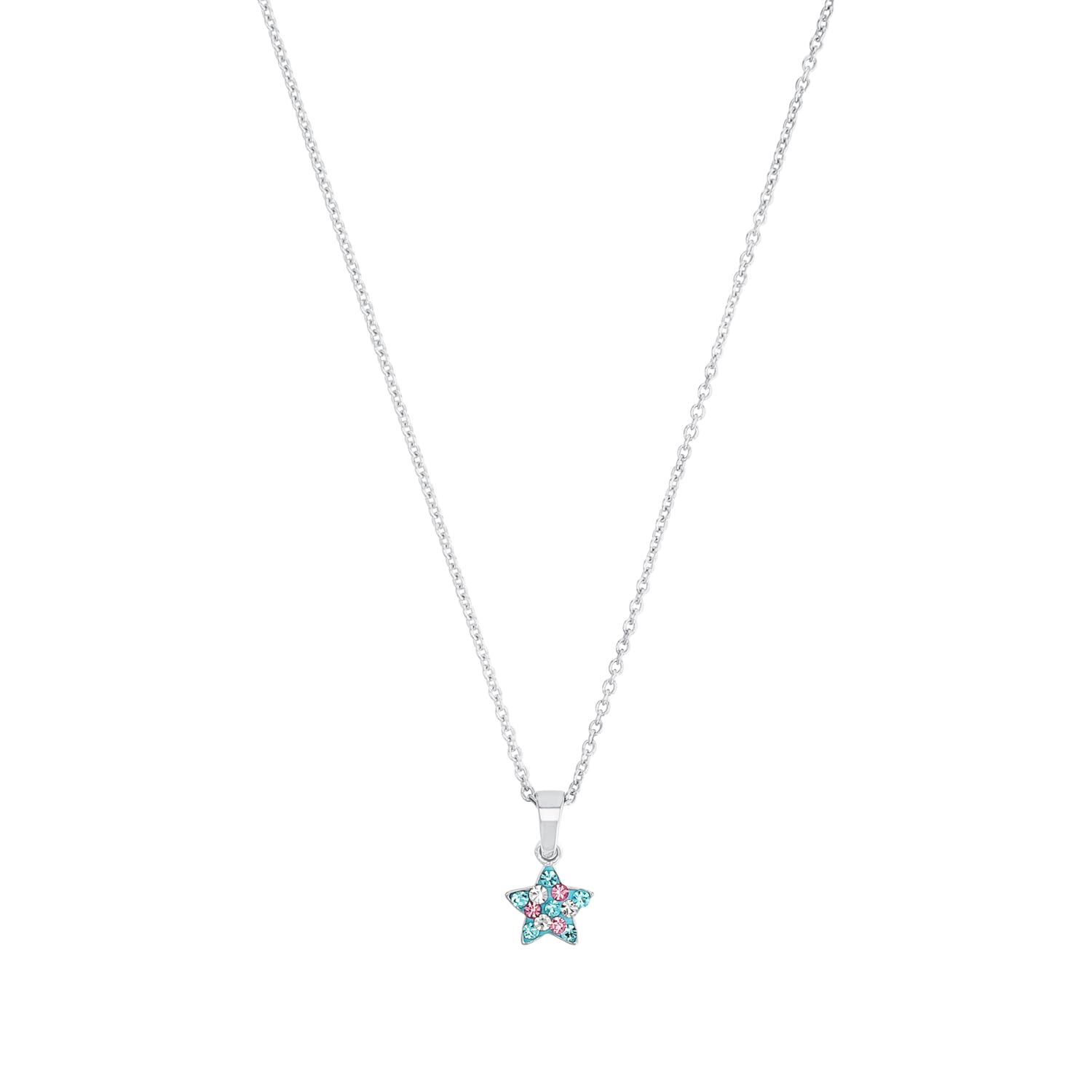 Prinzessin Lillifee necklace with pendant 925 sterling silver girls' children's necklace, with Preciosa, 35+3 cm, silver, star, comes in jewelry gift box 2013183