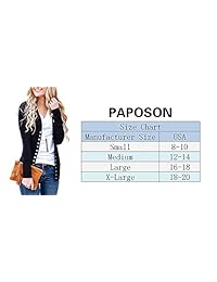 PAPOSON - Cárdigan de manga larga para mujer, de algodón suave, cuello en V, botones en la parte delantera, suéteres de punto