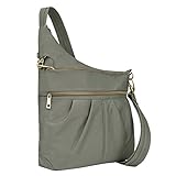 Travelon Anti-Theft Signature 3 Compartment Crossbody, Pewter, One Size