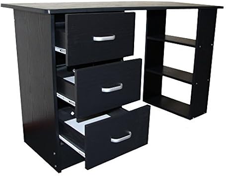 Redstone Computer Desk 3 Drawers 3 Shelves Black Amazon Co Uk