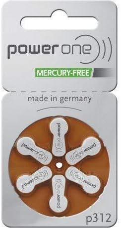 PowerOne Mercury Free Size 312, 5 Pack (60 Batteries)