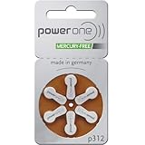PowerOne Hearing Aid Batteries Size 312 - 10 Packs of 6 Cells (no mercury)