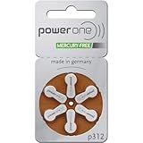PowerOne Size 312 Hearing Aid Batteries No Mercury, 120 Batteries