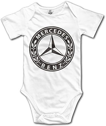 IdWAX Mercedes Benz Logo Baby Boys Girls Short Sleeve Onesies Bodysuit White