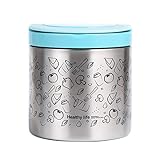 Vacuum Insulated Food Jar 22 Ounce Lunch Thermos with Handles, Portable Stainless Steel Lunch Containers, Stay Hot for 5h Cold for 10h, Blue
