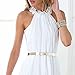 Women's Sheer Chiffon Folds Hi Low Loose Dress Delicate Gold Belt Casual Beach Party Dresses Outer Maxi Inner Mini (Small, White)