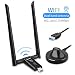 USB WiFi Adapter for PC, Techkey 1750Mbps Dual Band 2.4GHz/450Mbps 5.8GHz/1300Mbps High Gain 5dBi Antennas USB 3.0 Wireless Network Adapter for Desktop Laptop with Windows 10/8/7/XP/Vista, Mac OS