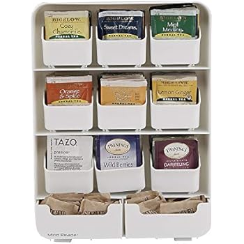 Mind Reader 9 Removable Drawers Tea Bag holder and Condiment Organizer, White