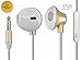 Modern Style Earphone Replacement by Wires That Work (Gold and White) Stereo Earbuds, Headphones, Headset Ear Phones w/Mic & Remote for iPhone, iPod, iPad, Android & MP3