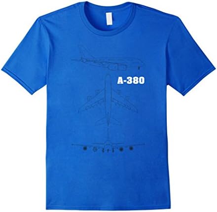Mens AIRPLANE A-380 BLUEPRINT T SHIRT Large Royal Blue