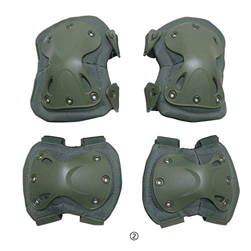 Niome 1 Pair Kneelet and 2 Pcs Elbow Pad Outdoor Tactical Protection Knee Pads Elbow Support Set Military Green