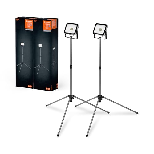 LEDVANCE LED Arbeitsleuchte fuer Aussenanwendungen, Exklusiv auf Amazon - Worklight Value mit Tripod-Staender und 1x 30W Strahler im Doppelpack, Tageslichtweiss (6500K), Dunkelgrau, 2er-Pack