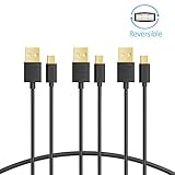 iXCC Freedom Series 1ft 3pc Short Reversible Micro USB to USB 2.0 Charge and Sync Cable Cord For Android/Samsung/Windows/MP3/Camera and other Device