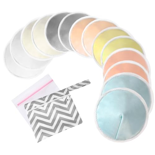 Oiomniv Discos de Lactancia Reutilizables, 14 uds, Bambú | 14 Discos · Alta absorción · Antifugas · Bambú OEKO-TEX® · Lavables · Anatómicos · Bolsa de lavado · Bolsa de viaje