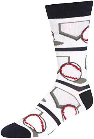 Stith Men's Base-Ball Printed Dress Socks White Combo One Size