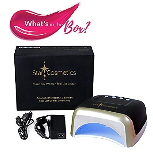 4 Week MANI/Pedi 60W UV Light LED Nail Dryer Curing Lamp by STARCosmetics | Rapidly Dries Gel Nail Fingernails & Toes Rock Hard & Chip Proof for 3 to 4 Weeks | Auto Sensing 15.30.60.90 Sec Timers