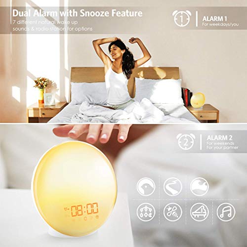 Smart WakeUp Light, Alarm Clock 8 Colored Sunrise Simulation & Sleep