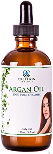Creation Springs Giant 4 Ounce Bottle! 100% Pure Cold Pressed, Organic Moroccan Argan Oil - 100% Satisfaction Guaranteed - Highest Quality Argan Oil on the Market - Perfect for Conditioning Hair and Moisturizing Skin, Nails, Cuticles, Hands and Feet.