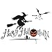 DNVEN 27 inches x 19 inches Happy Halloween Pumpkins Spooky Cemetery Witch and Bats Tomb Wall Decals Window Stickers Halloween Decorations for Kids Rooms Nursery Halloween Party