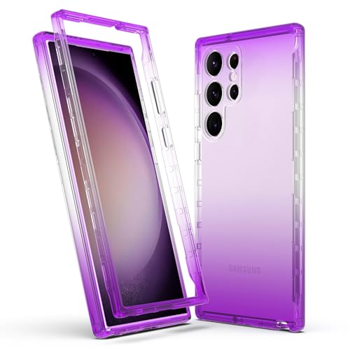 ULAK Compatible with Samsung Galaxy S23 Ultra 5G Case, Heavy Duty Shockproof Hybrid Soft TPU Bumper Drop Protection Transparent Phone Case for Galaxy S23 Ultra 5G 6.8 inch - Purple