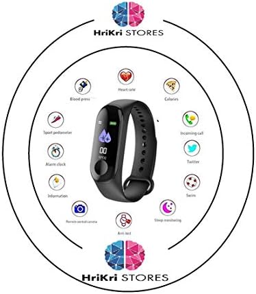 HriKri Stores M3 Band Health Wrist Smartband Watch Monitor/Bracelet/Activity Tracker/Fitness Band Compatible for All Androids and iOS Phone/Tablet