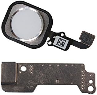 iPhone 6/6 Plus Home Button Replacement Touch ID Sensor Flex Cable Assembly With Rubber Ring Gasket Metal Bracket (Silver)