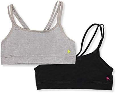 BUM Equipment Little Girls' 2-Pack Racerback Bralettes - gray/black, 6 - 6x