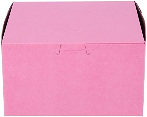 25 Count PINK 7x7x4 Bakery or Cake Box w/ Signature Party Picks