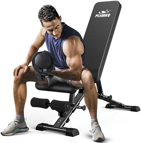 FLYBIRD Weight Bench, Adjustable Strength Training Bench for Full