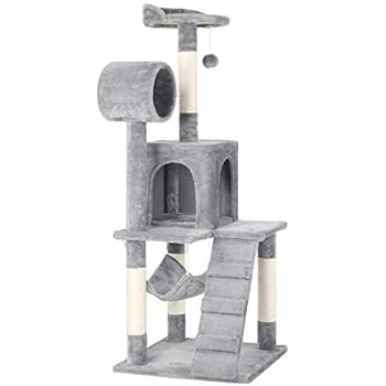 Yaheetech Cat Tree Tower Kitten Condo Scratching Post with Hammock Tunnel 51in