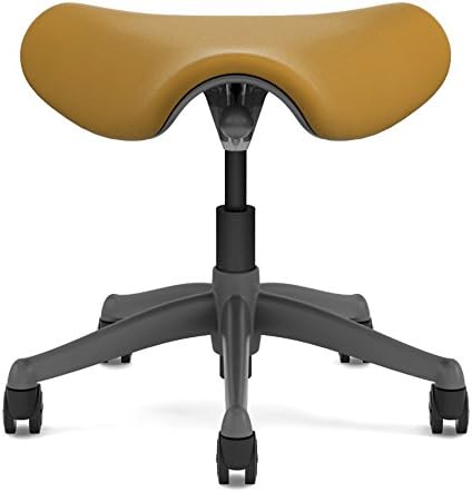 Freedom Saddle Seat Humanscale Chair F300 - Titanium Frame Ochre Lotus Textile F300TK302 - Soft Hard Floor Casters