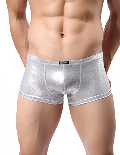 Sexy Imitation Leather Men's Underwear Tight Boxer Briefs Swim Shorts C33 (XL:32