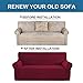 H.VERSAILTEX Stretch Couch Cover Loveseat Covers for 2 Cushion Couch Loveseat Slipcover|Sofa Cover for Loveseat 1 Piece, Textured Checked Jacquard Fabric(Loveseat 58'-70' Wide, Burgundy Red)